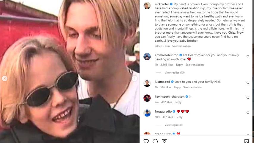 Broer Nick en ex-geliefden verslagen na dood Aaron Carter: 'M'n hart is gebroken'