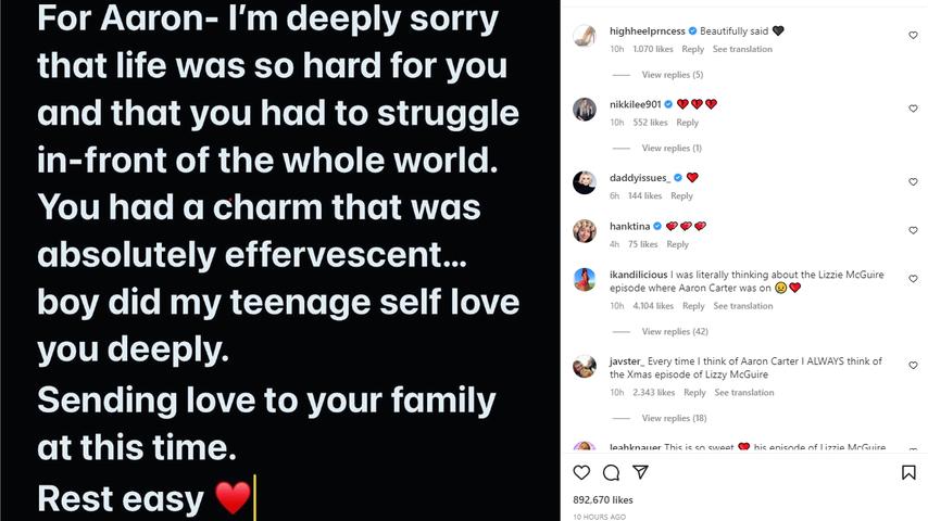 Ex-geliefden en Hollywoodsterren reageren op overlijden van Aaron Carter