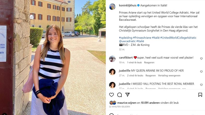 Prinses Ariane aangekomen in Italië voor laatste twee schooljaren