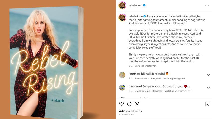 Rebel Wilson publiceert autobiografie over haar leven