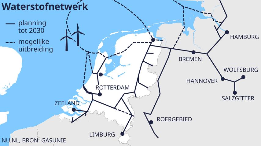 Nederlandse regering start bouw eerste waterstofnetwerk om ‘energiehub’ te worden