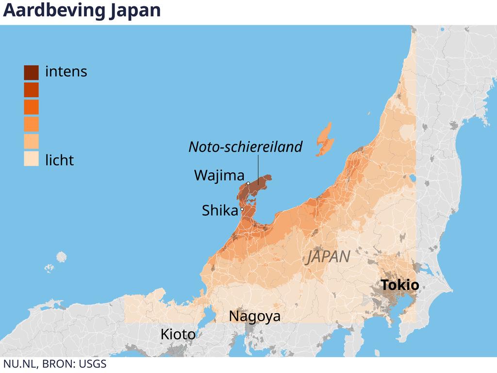 Aantal doden door aardbeving in Japan stijgt naar 62, minstens 300 gewonden