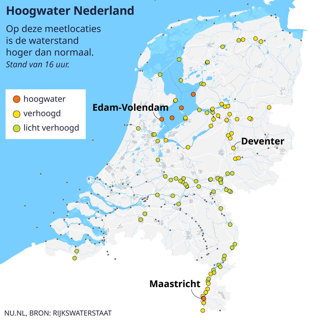 Hoogwater in Nederland: Vergelijkbaar met de situatie rond Kerstmis